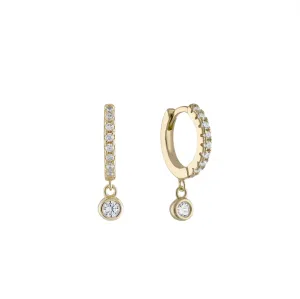Cz Pave Dangle Huggie Earrings