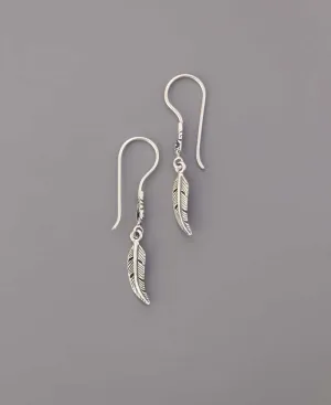 Dainty Feather Design Sterling Silver Dangle Earrings
