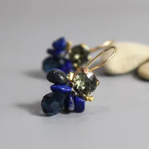 Dark Blue Bee Earrings