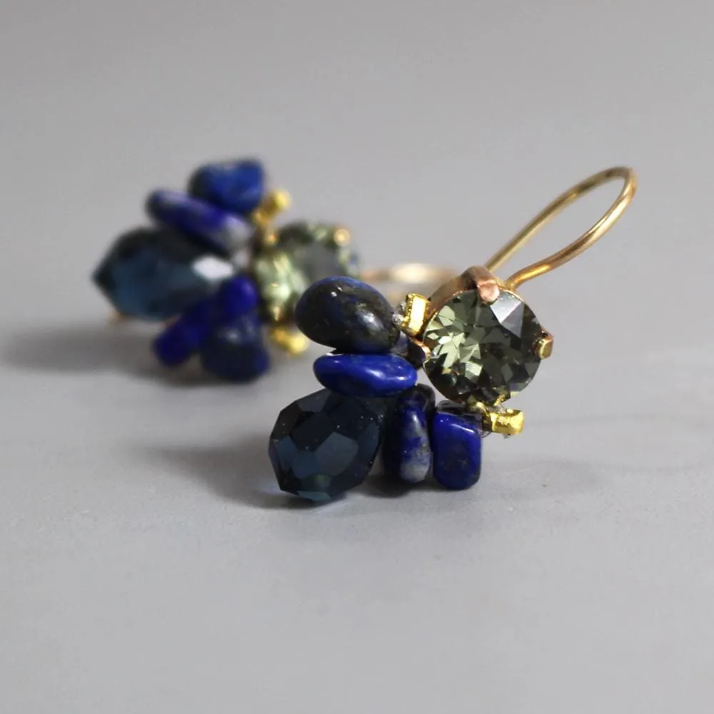 Dark Blue Bee Earrings