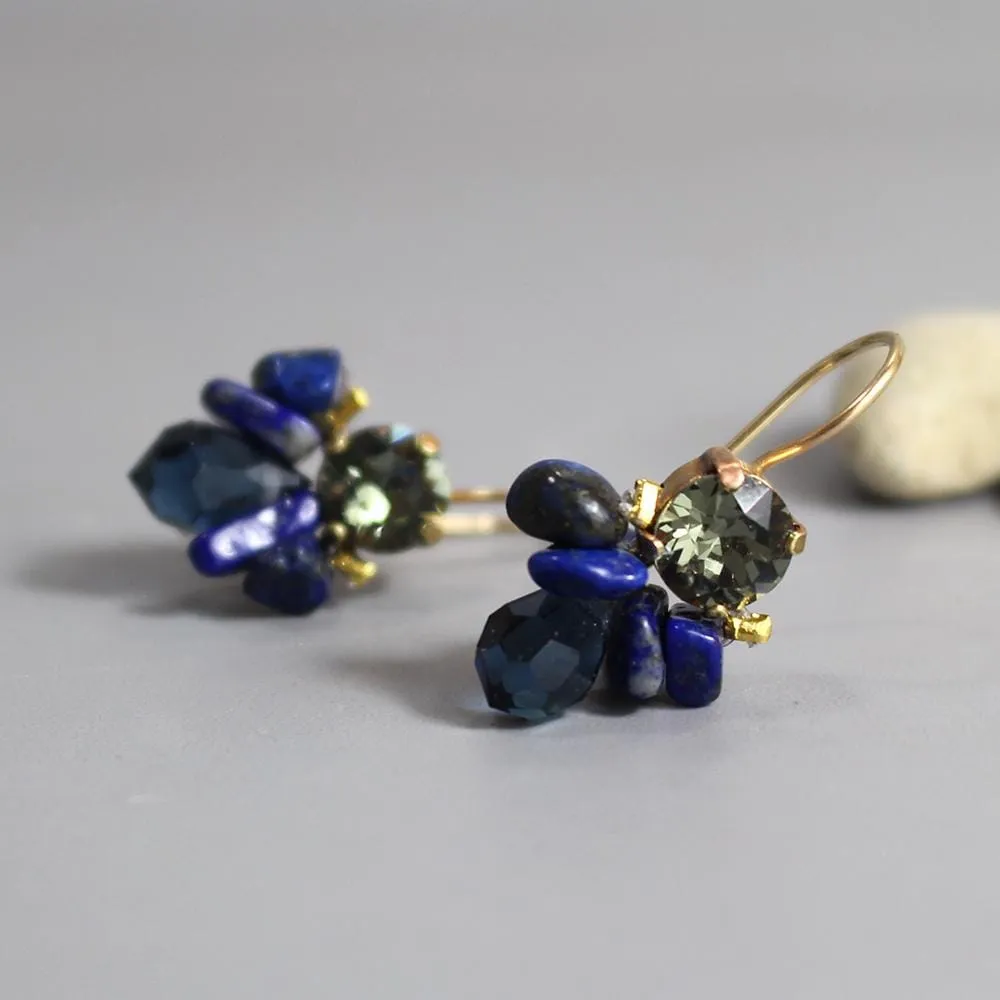 Dark Blue Bee Earrings