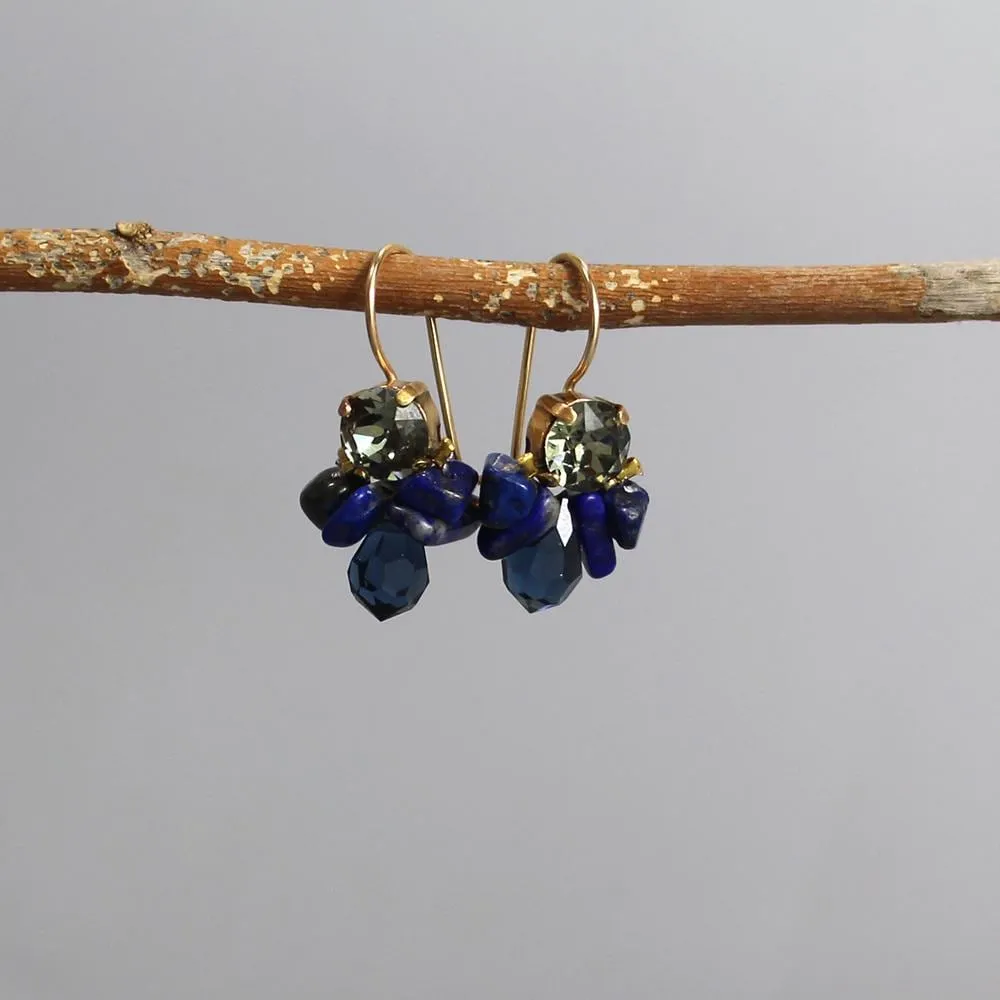 Dark Blue Bee Earrings