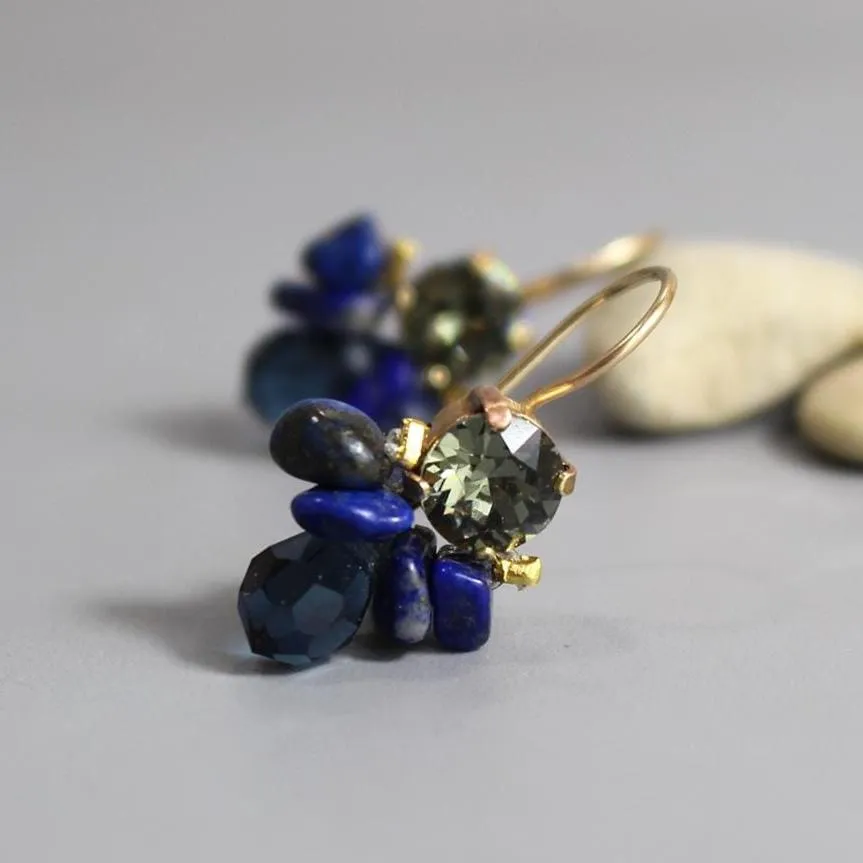 Dark Blue Bee Earrings