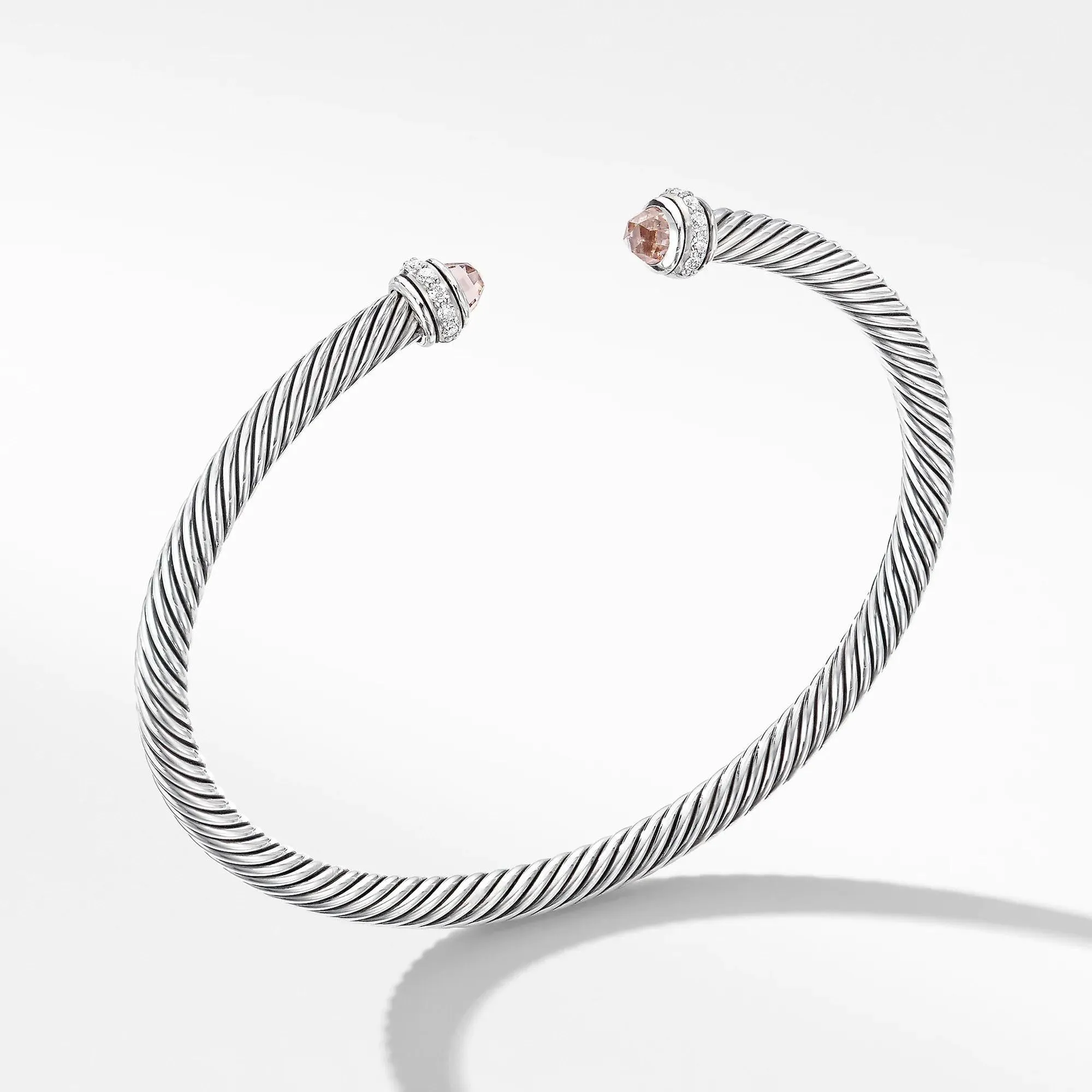David Yurman Cable Classic Collection Bracelet with Morganite and Diamonds, 4mm - Small