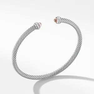 David Yurman Cable Classic Collection Bracelet with Morganite and Diamonds, 4mm - Small