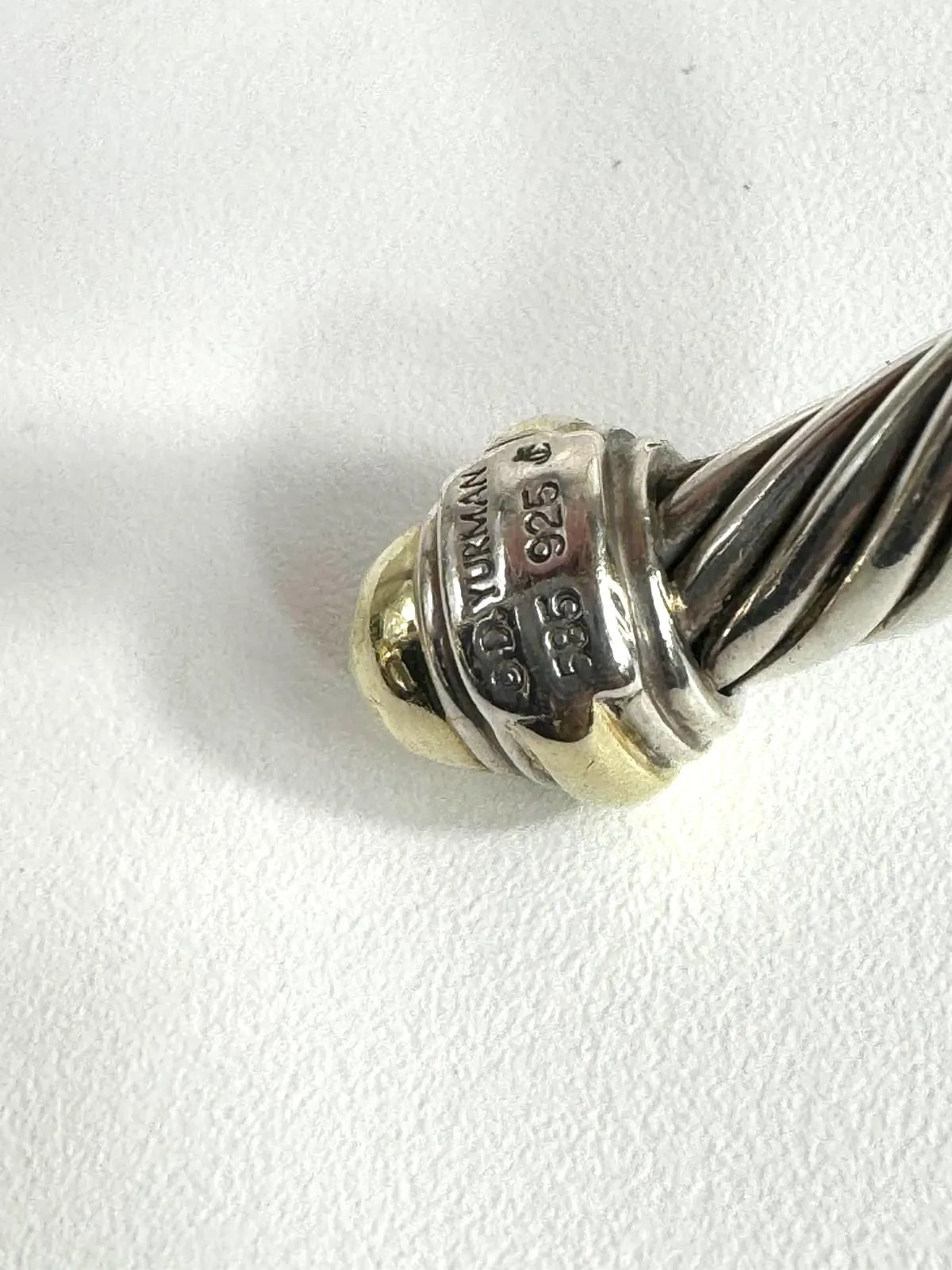 DAVID YURMAN CABLE CLASSIC SILVER 14K GOLD DOME CABLE BRACELET