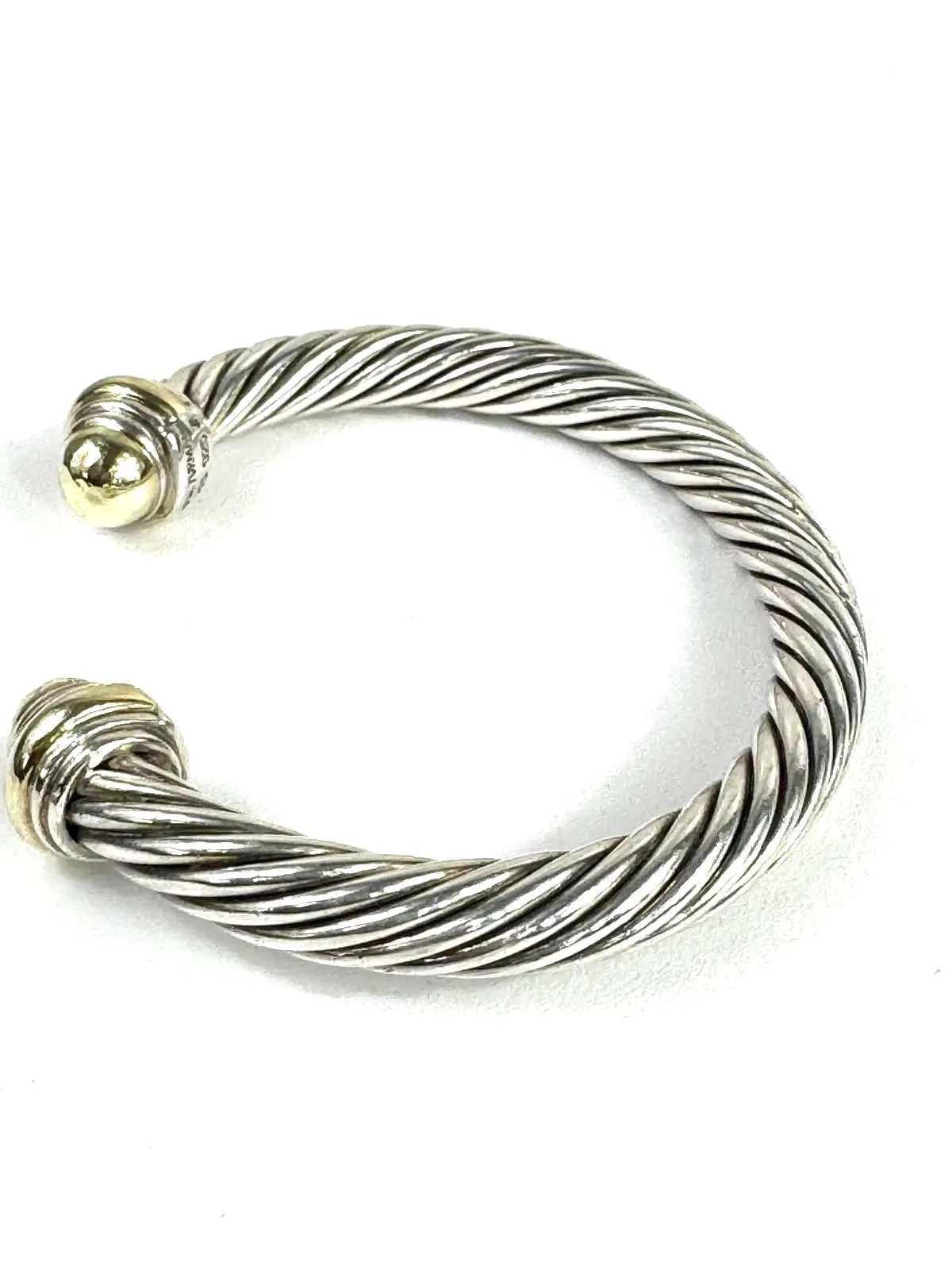 DAVID YURMAN CABLE CLASSIC SILVER 14K GOLD DOME CABLE BRACELET