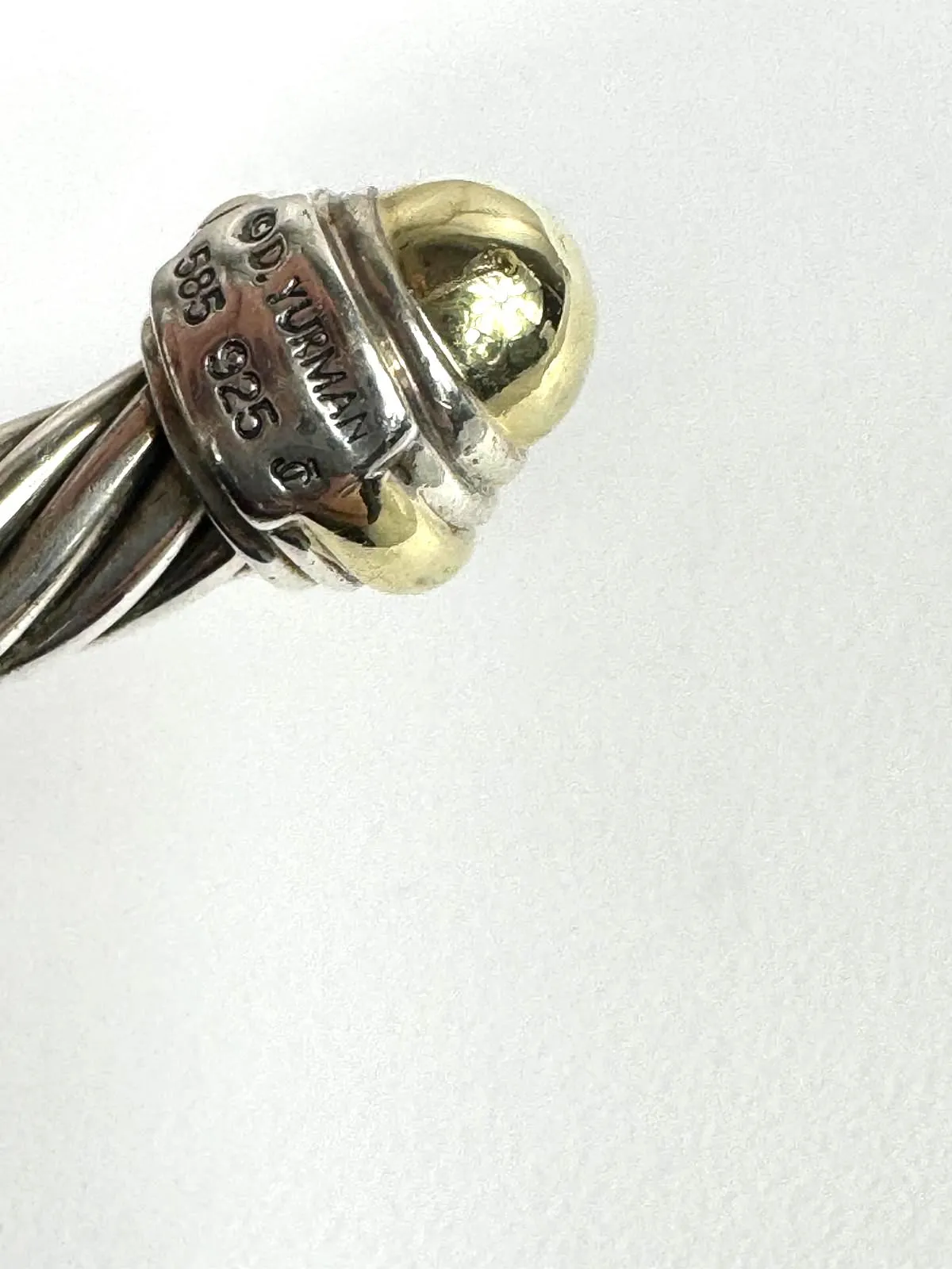 DAVID YURMAN CABLE CLASSIC SILVER 14K GOLD DOME CABLE BRACELET