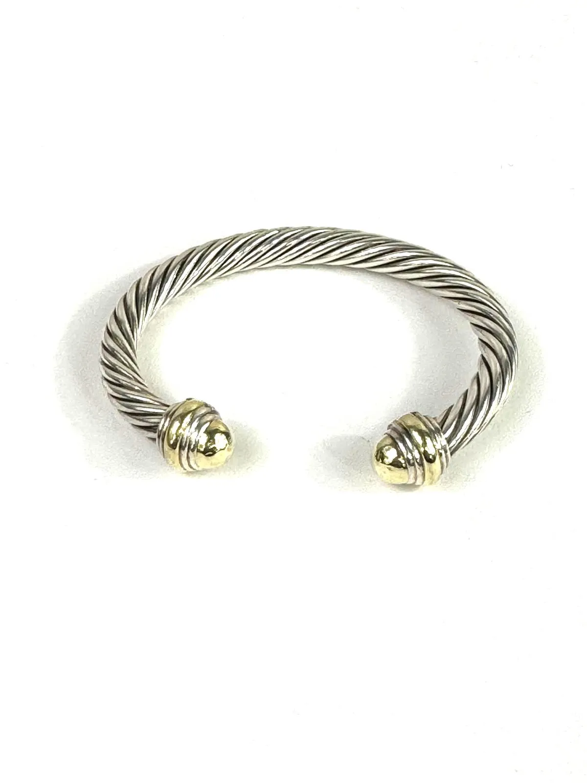 DAVID YURMAN CABLE CLASSIC SILVER 14K GOLD DOME CABLE BRACELET