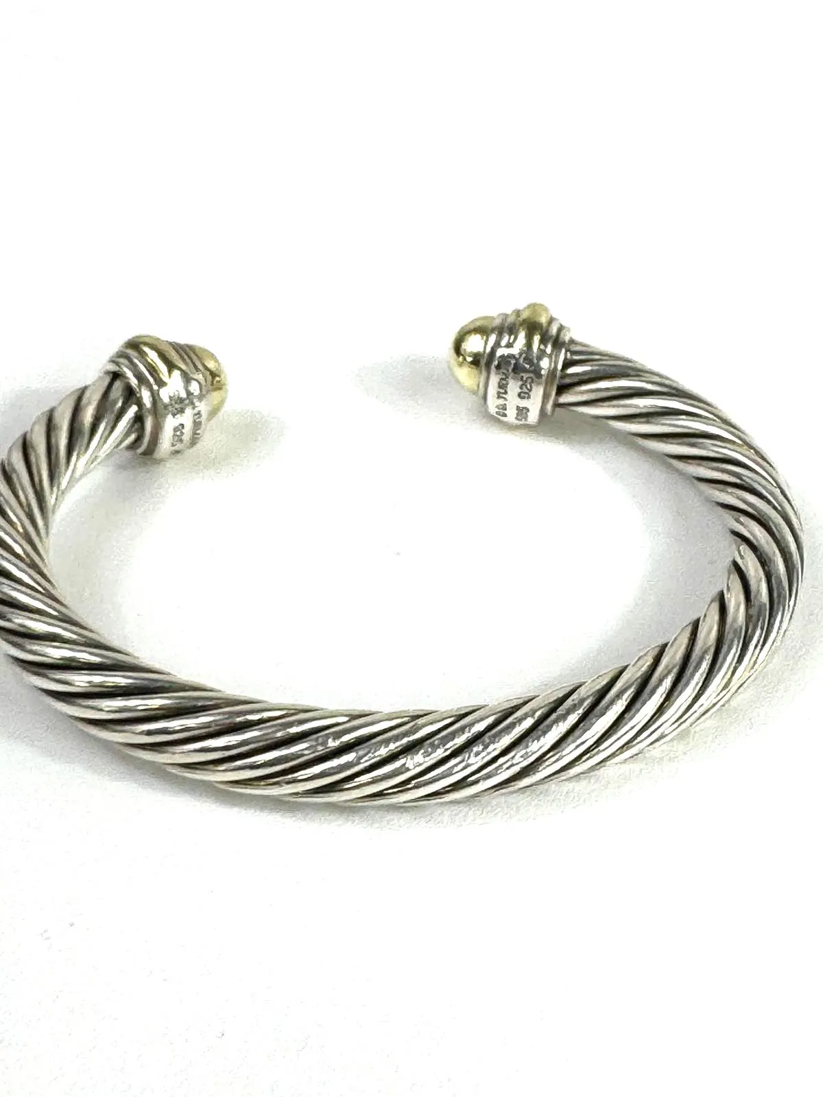 DAVID YURMAN CABLE CLASSIC SILVER 14K GOLD DOME CABLE BRACELET