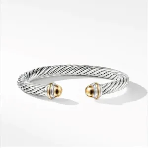 DAVID YURMAN CABLE CLASSIC SILVER 14K GOLD DOME CABLE BRACELET
