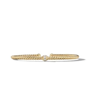 David Yurman Cable Classics Center Station Bracelet in 18K Yellow Gold with Pave Diamonds - Medium David Yurman Cable Classics Center Station Bracelet in 18K Yellow Gold with Pave Diamonds - Medium