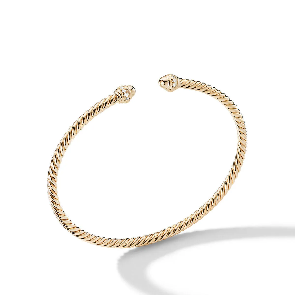 David Yurman Cablespira Bracelet in 18K Yellow Gold with Pave Diamonds - Small