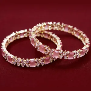 Designer Gold Plated American Diamond Bangle/Bracelet (Design 131)
