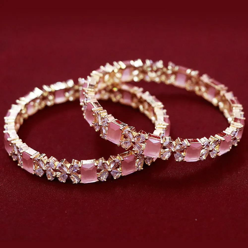 Designer Gold Plated American Diamond Bangle/Bracelet (Design 131)