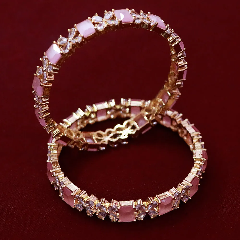 Designer Gold Plated American Diamond Bangle/Bracelet (Design 131)