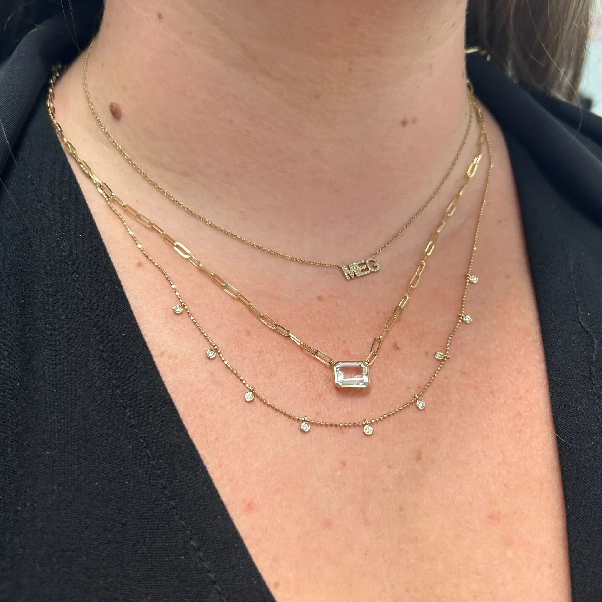 Diamond Bezel Bead Necklace