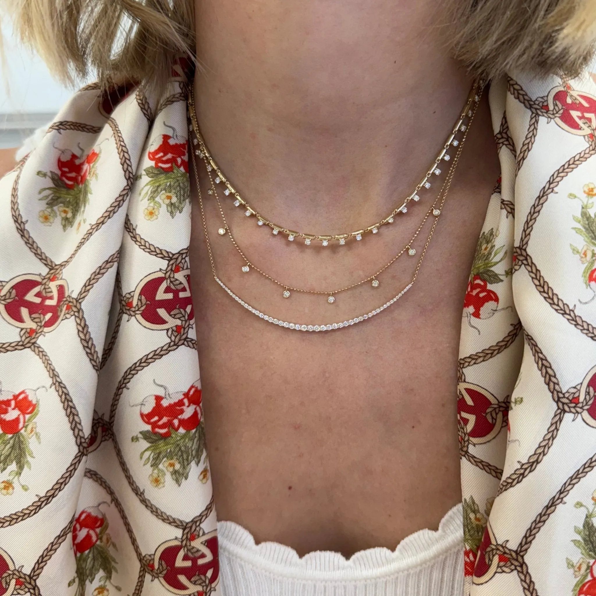 Diamond Bezel Bead Necklace