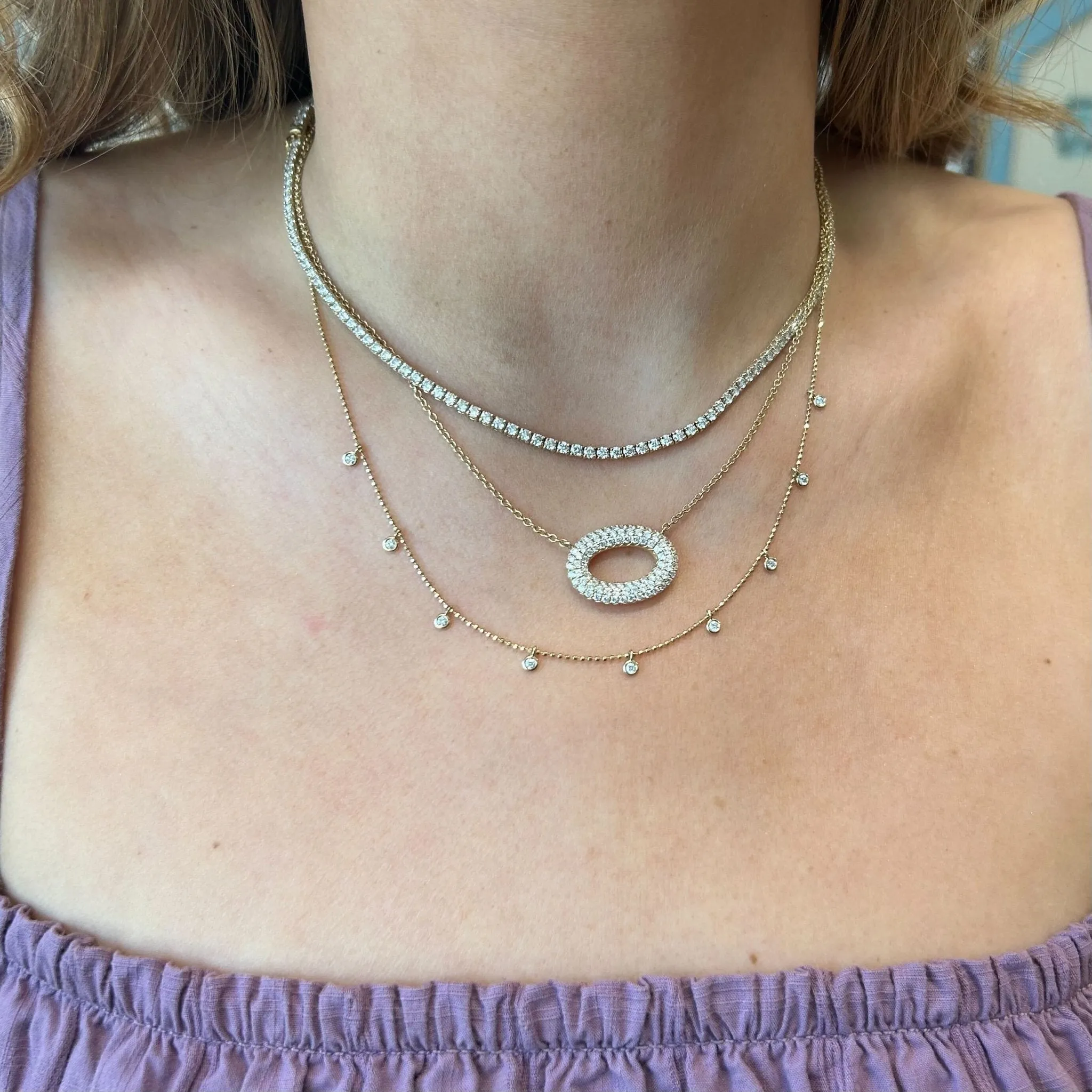 Diamond Bezel Bead Necklace