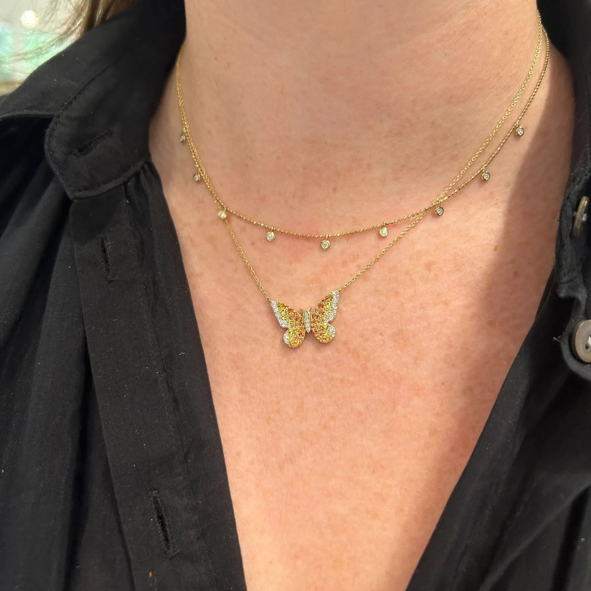 Diamond Bezel Bead Necklace