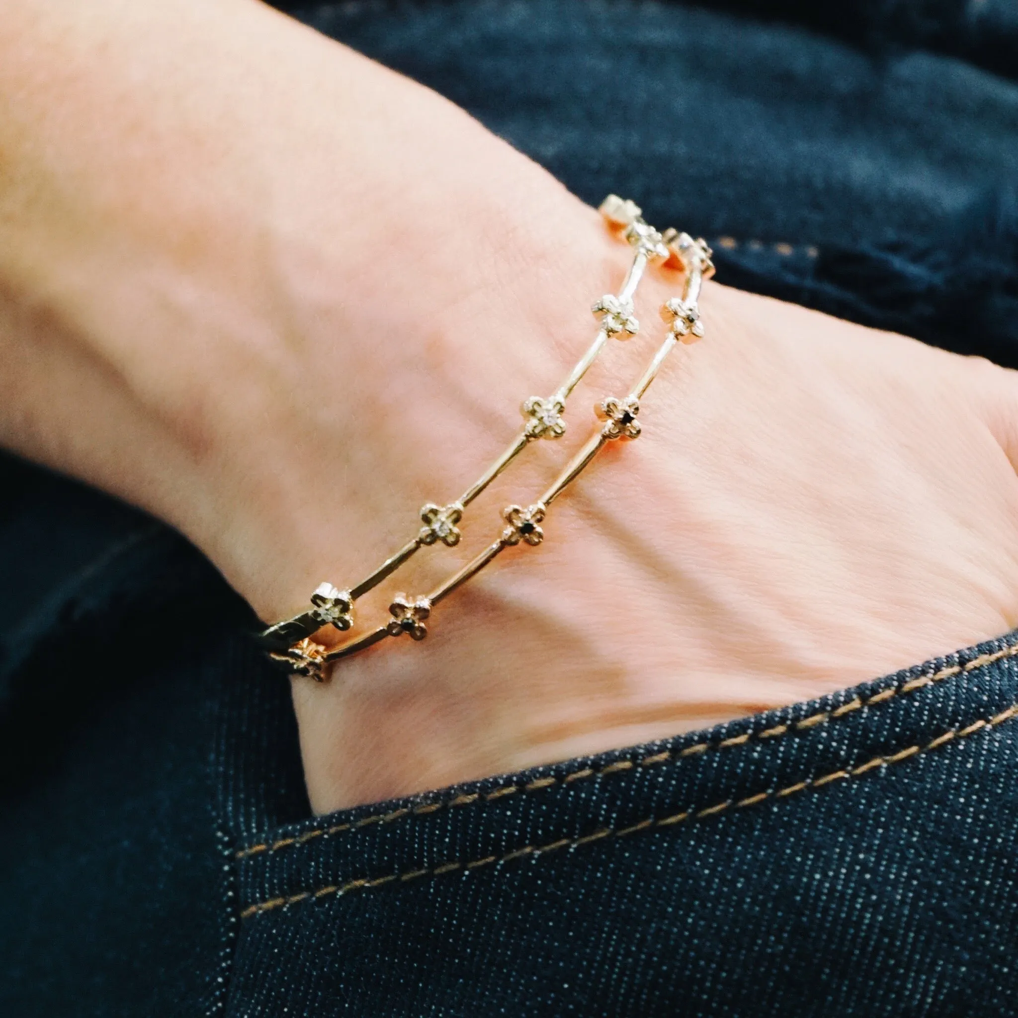 Diamond Bloom Bangle Bracelet