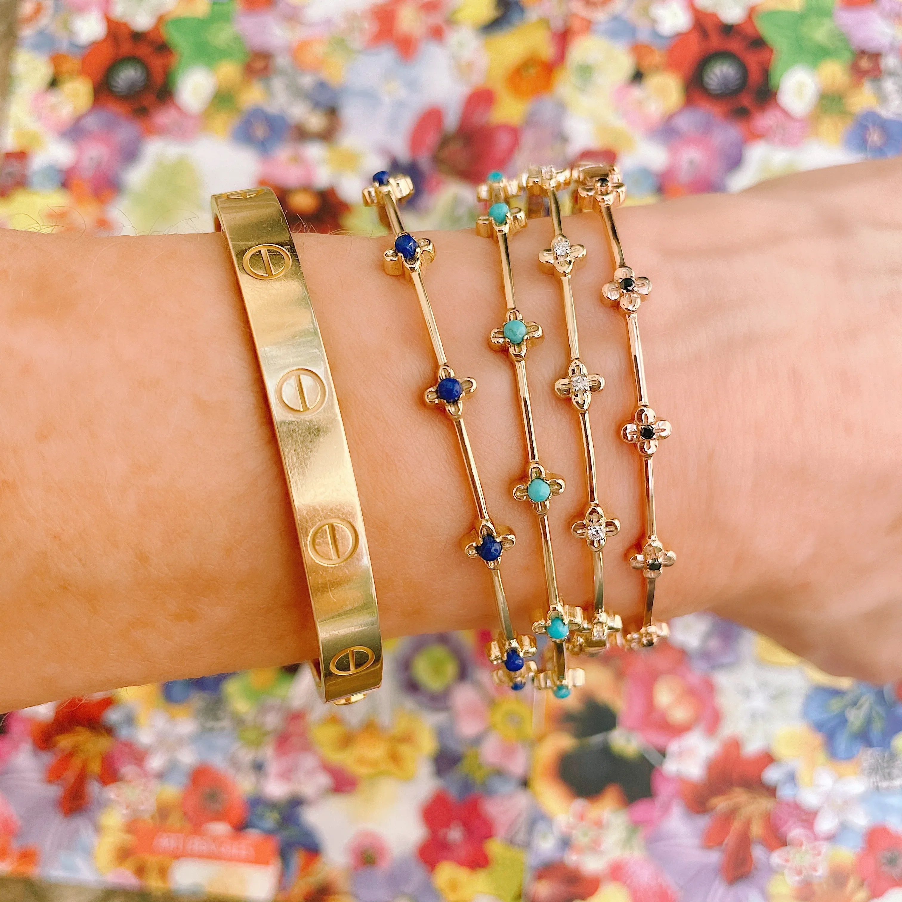 Diamond Bloom Bangle Bracelet