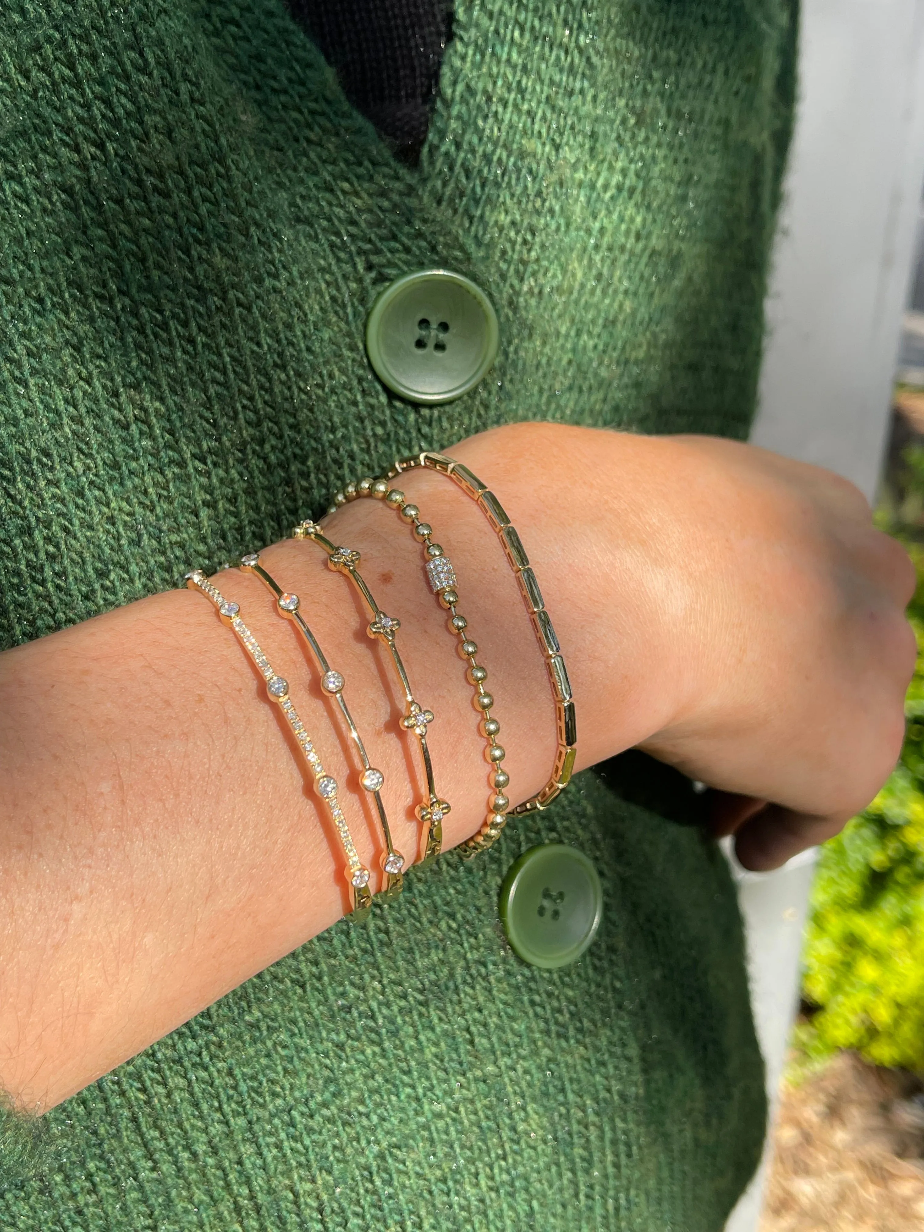Diamond Bloom Bangle Bracelet