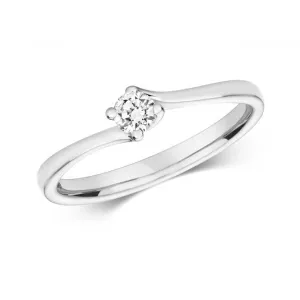 Diamond Jewellery 9ct Twist Solitaire White Gold Rings RD601W