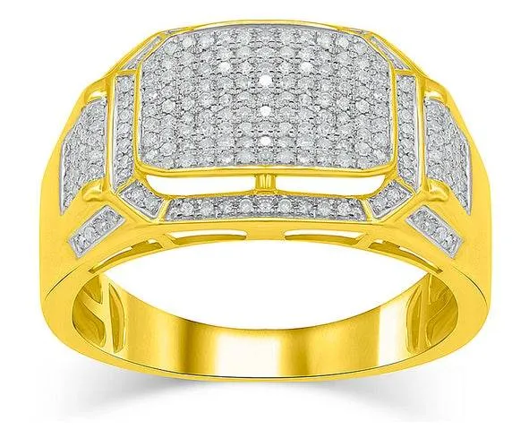 Distinguished Charm: 10K 0.54-0.58CT D-Men's Micro pave Ring