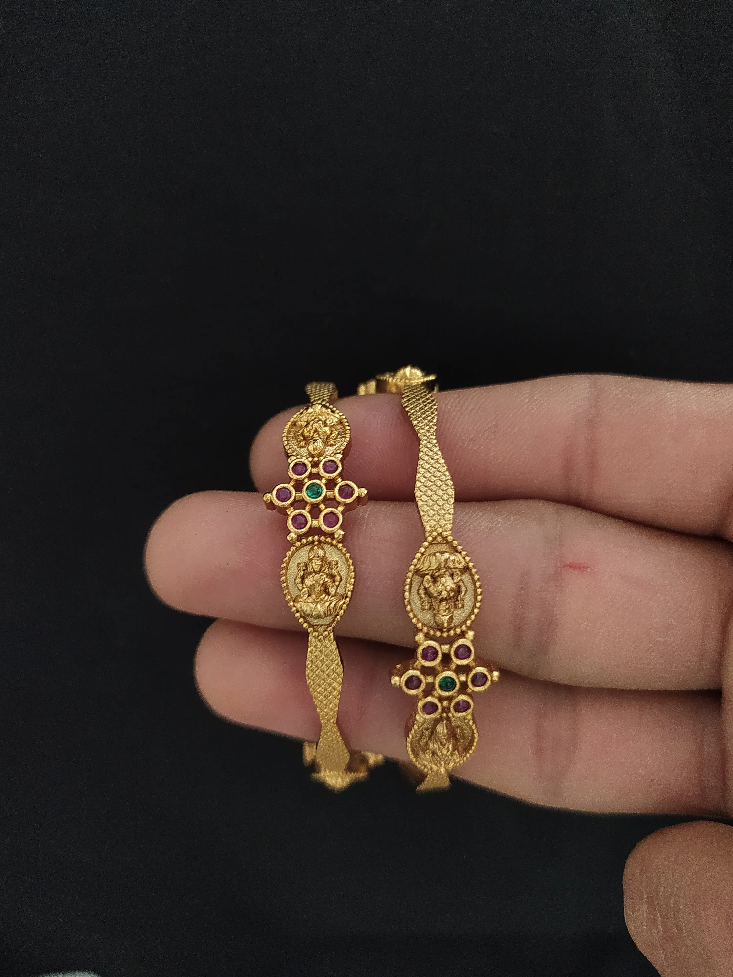 Divine Blessings on Your Wrist: Antique Lakshmi Bangles with Starry Elegance