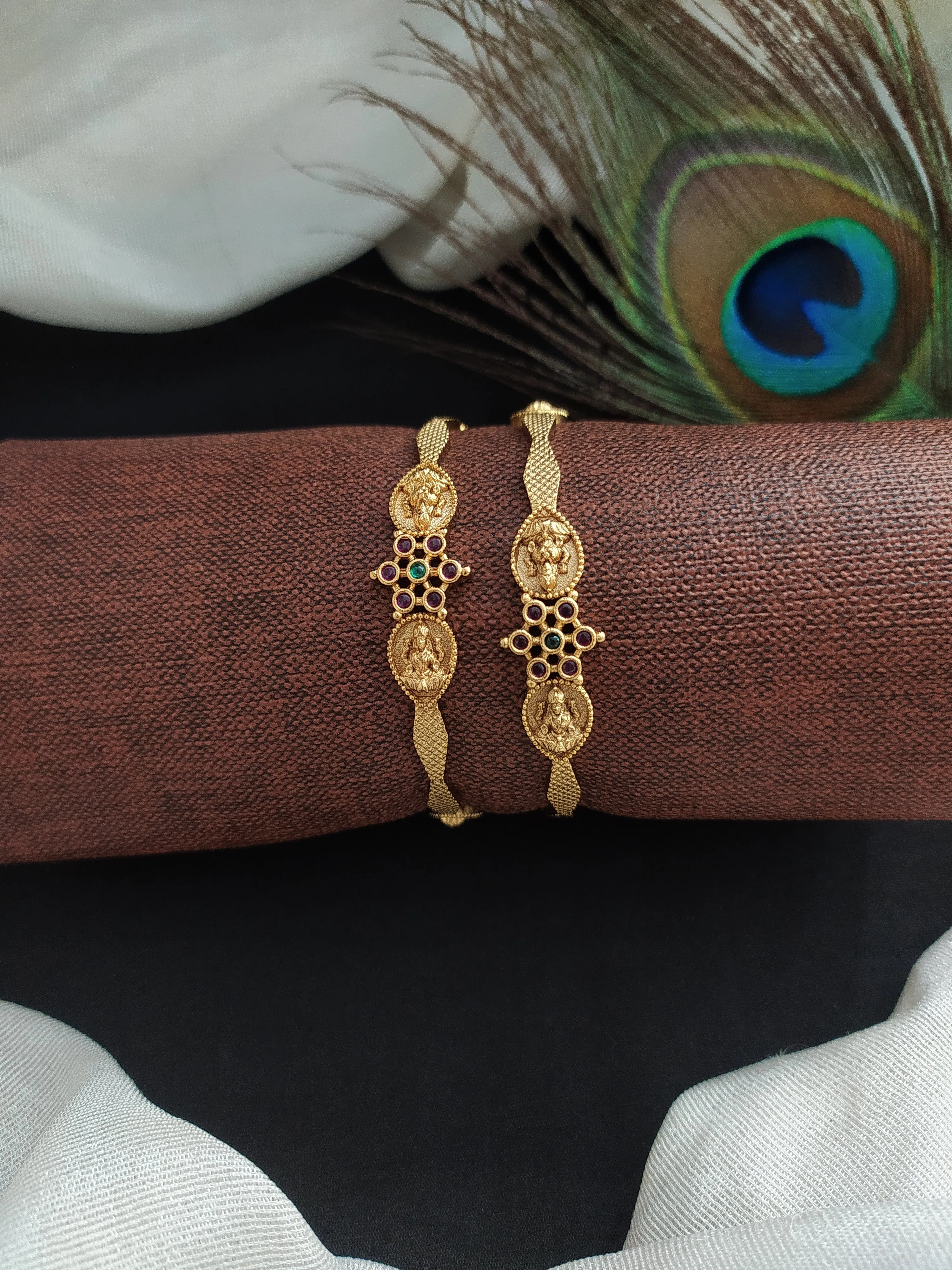 Divine Blessings on Your Wrist: Antique Lakshmi Bangles with Starry Elegance