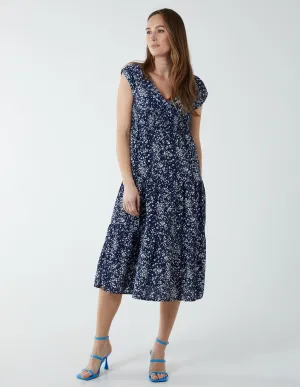 Drawstring Adjustable Tier Midi Dress