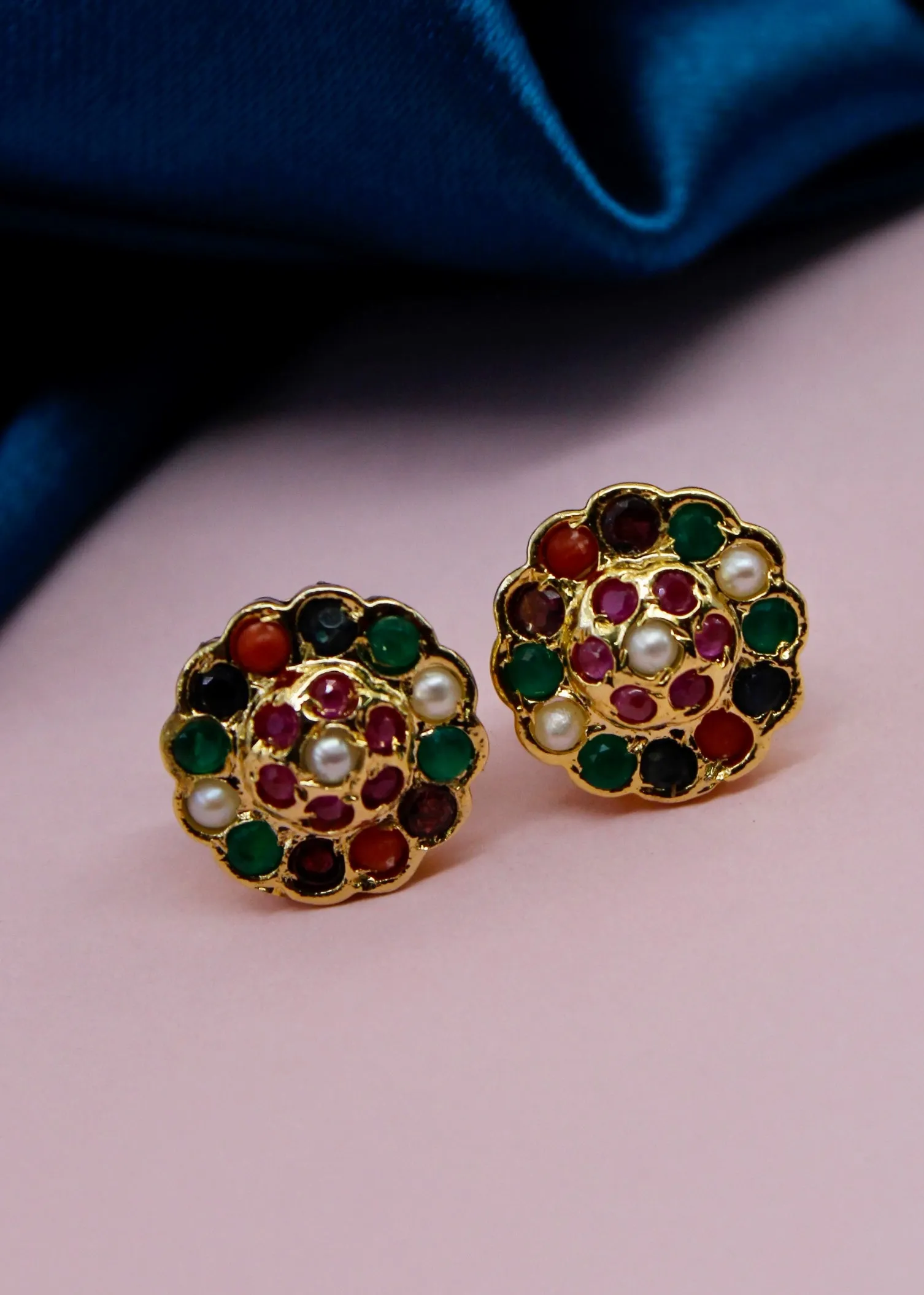 ELEGANT NAVRATAN STUDS