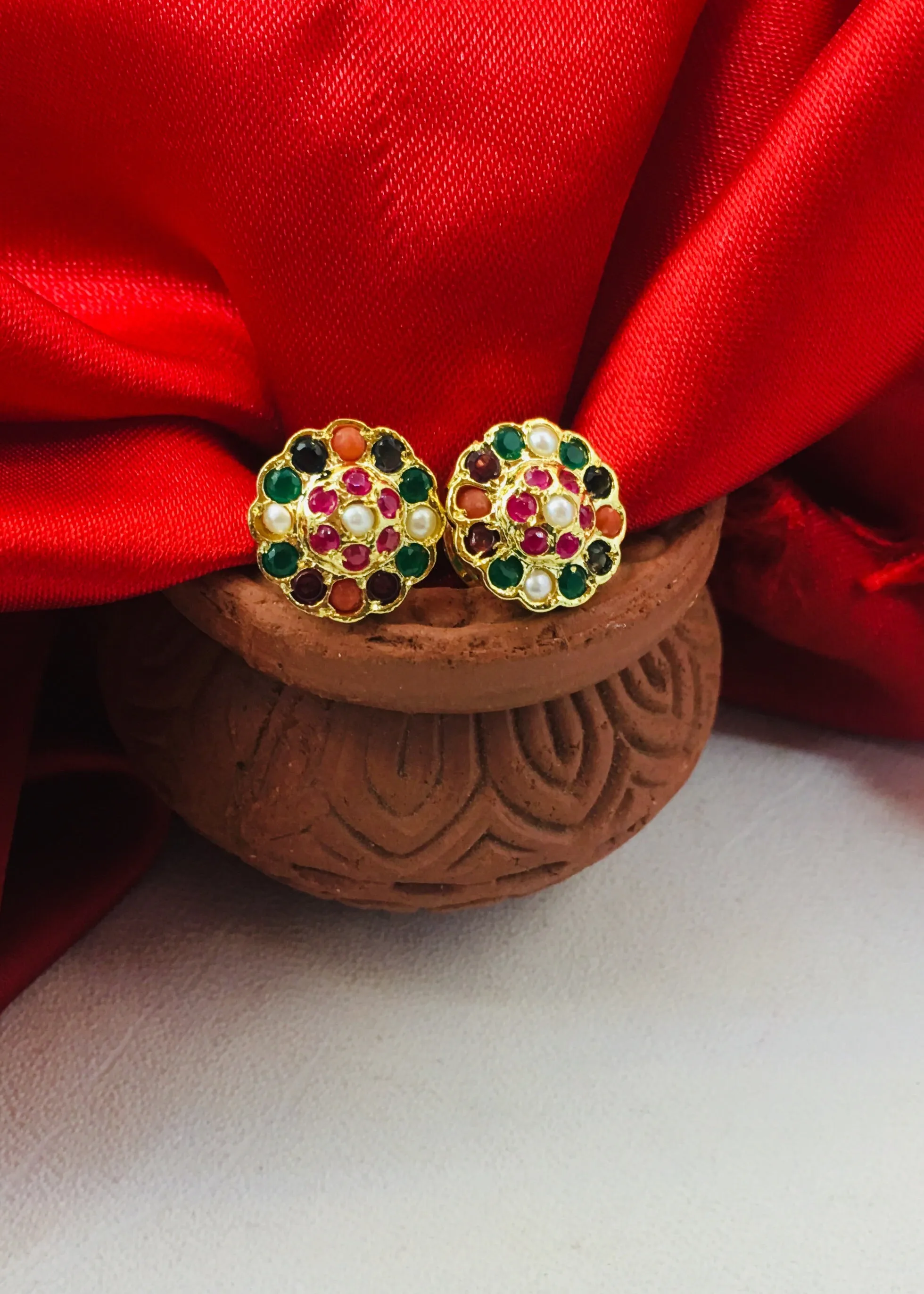 ELEGANT NAVRATAN STUDS