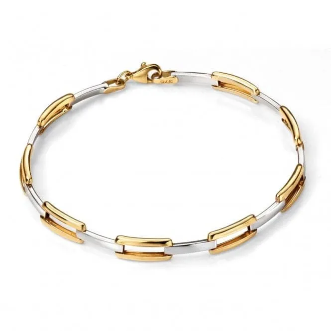 Elements 9ct Yellow Open Rectangle Link Bracelet GB427