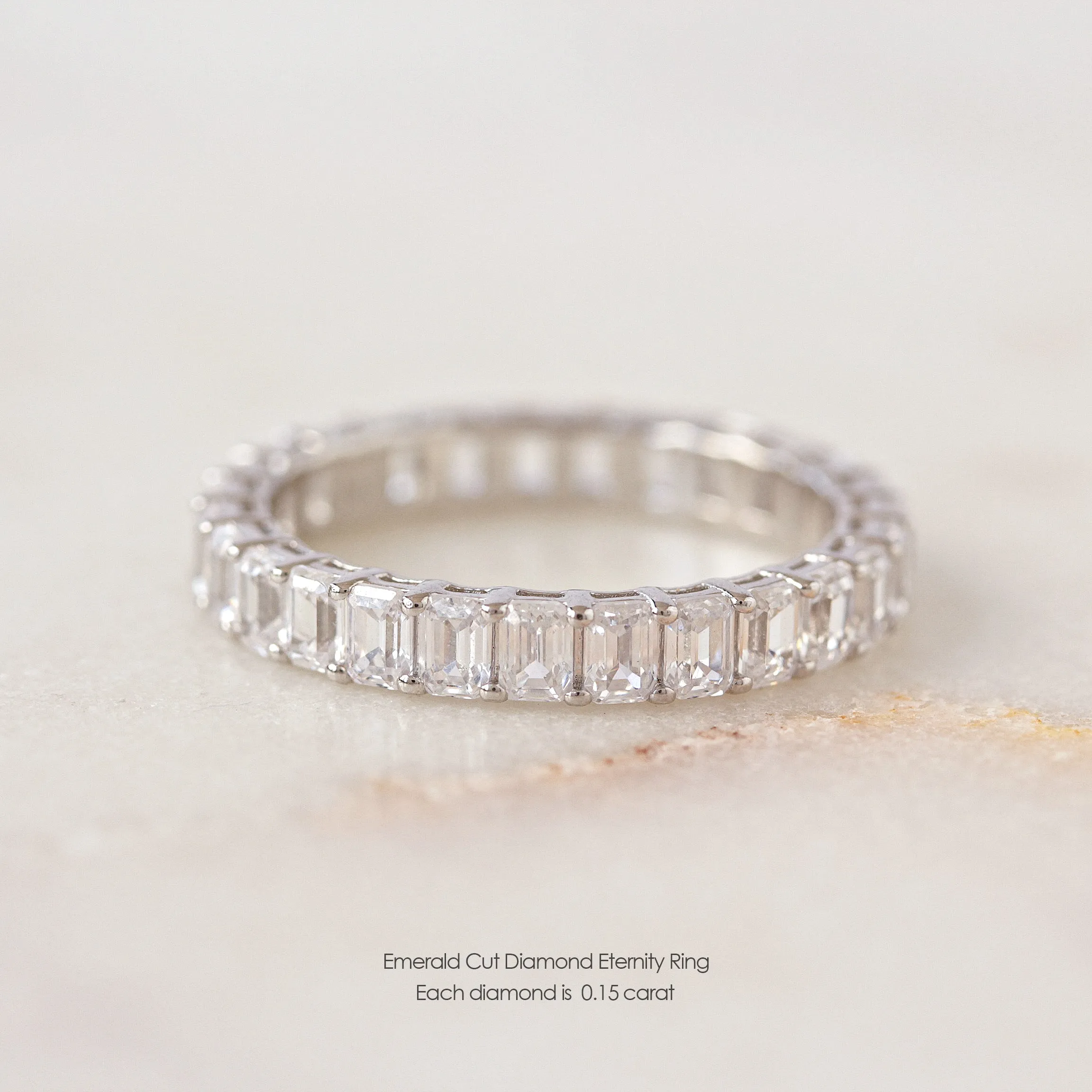 Emerald Cut Diamond 3.5mm Eternity Ring
