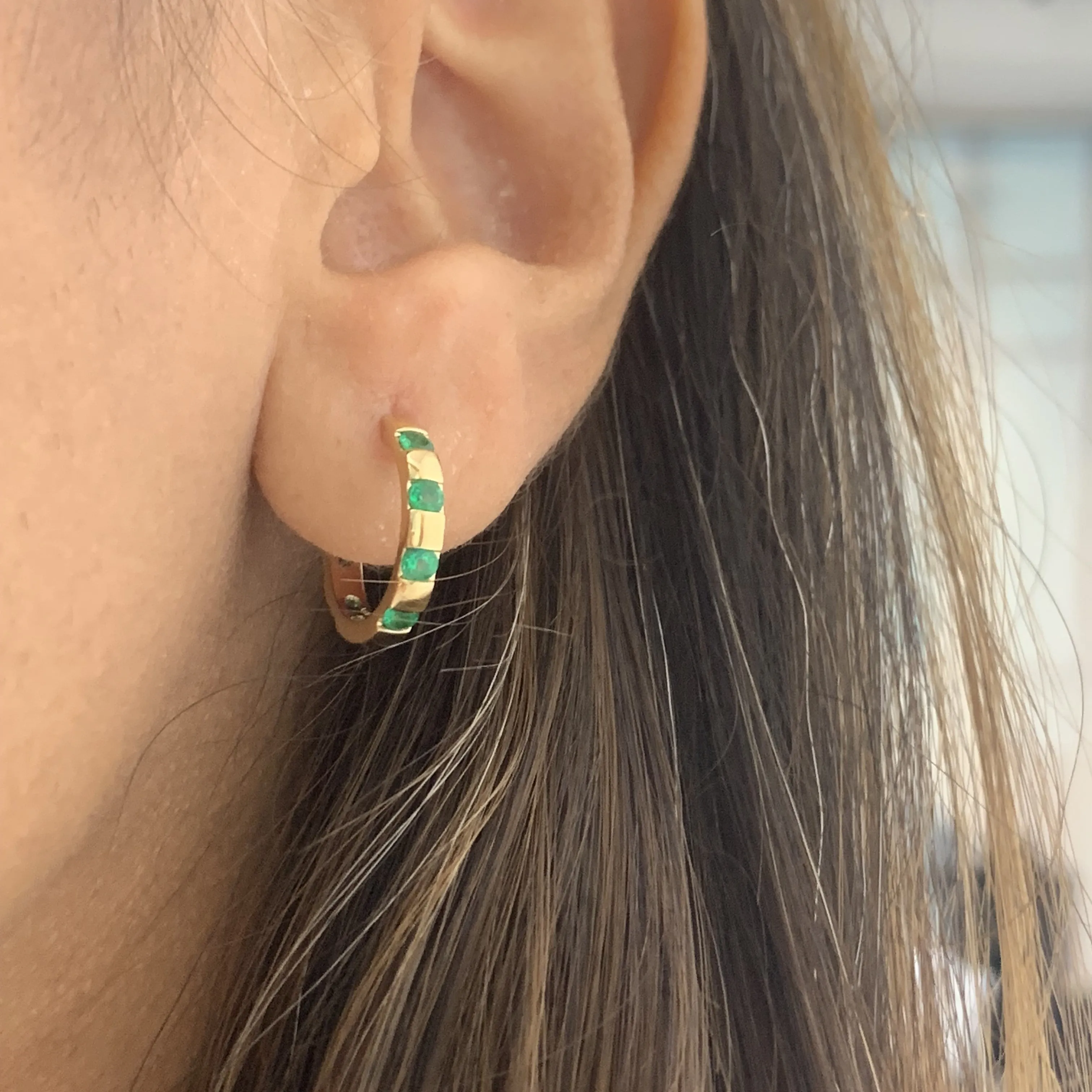 Emerald Hoop Earrings