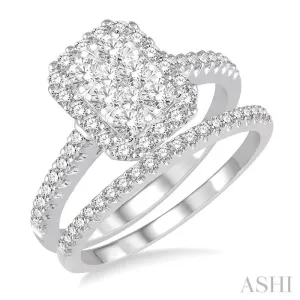 EMERALD SHAPE HALO LOVEBRIGHT DIAMOND WEDDING SET