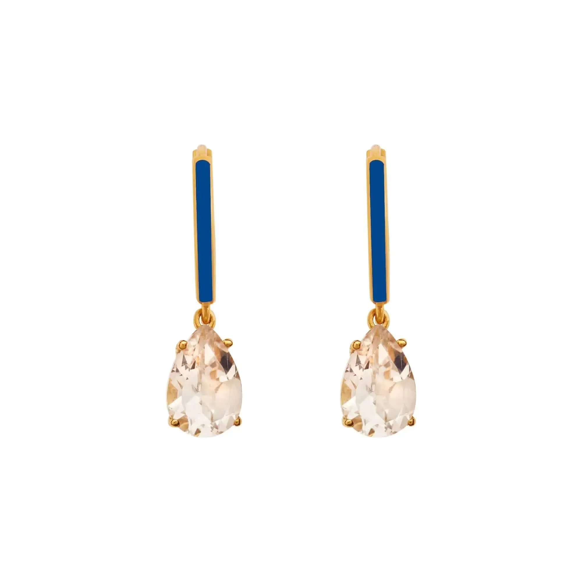 Enamel and White Topaz Hoops