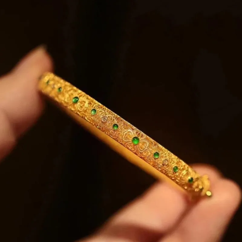 Exquisite Carven Design Ancient gold craft ethnic style bangles for women