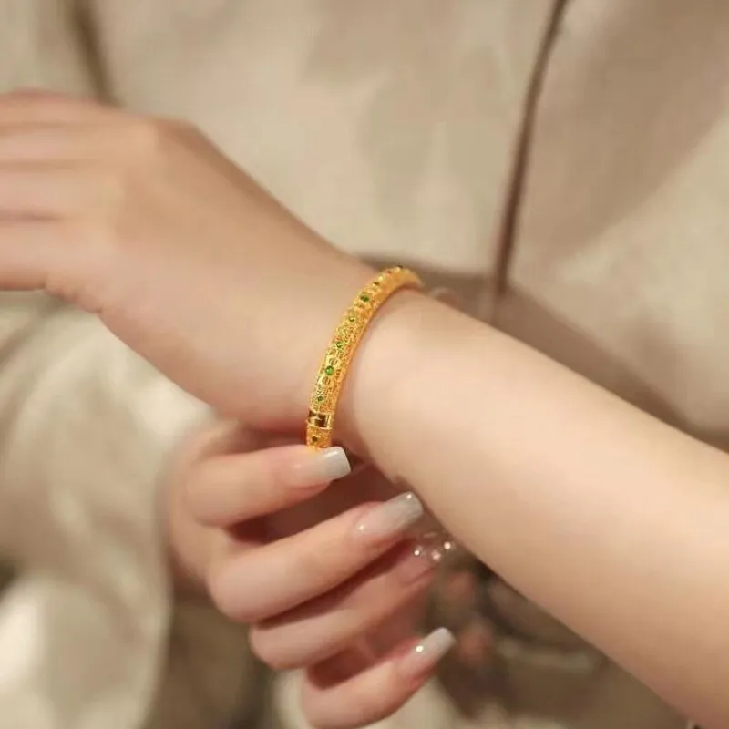 Exquisite Carven Design Ancient gold craft ethnic style bangles for women