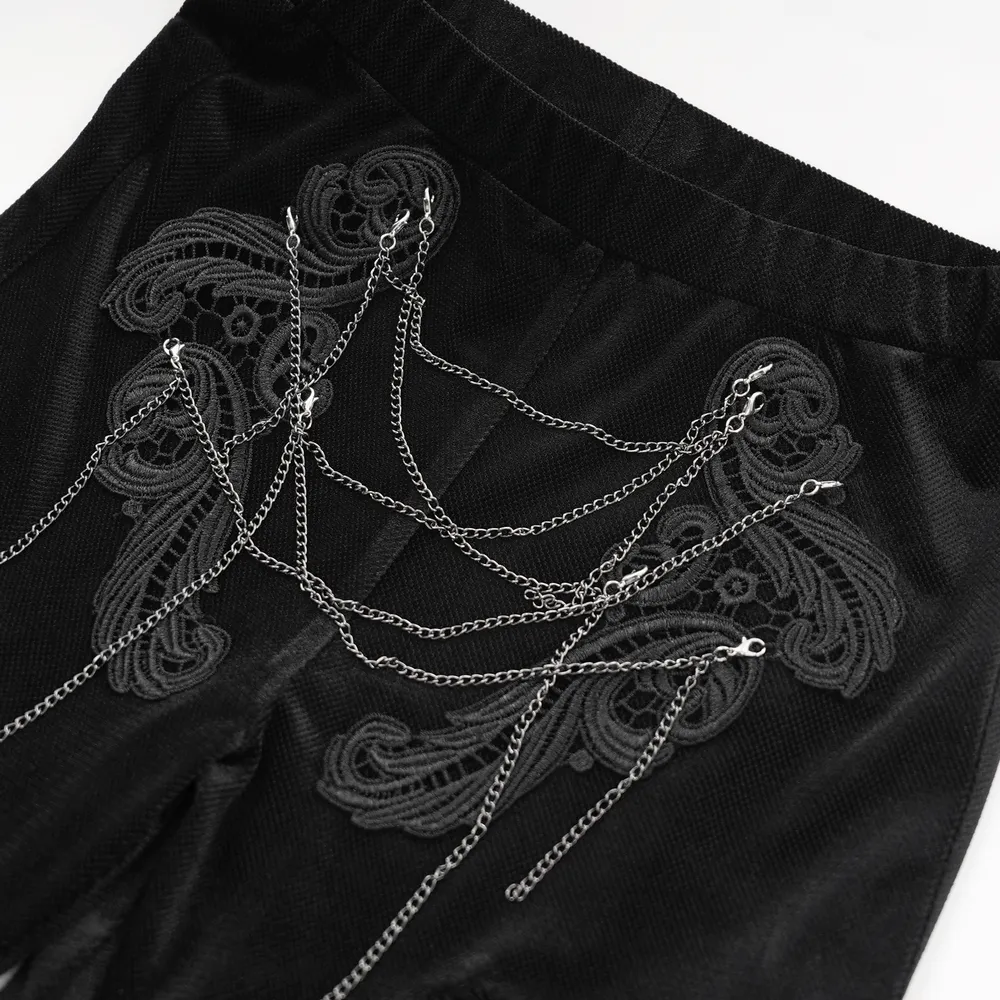 Exquisite Women's Lace Palazzo Pants with Chains