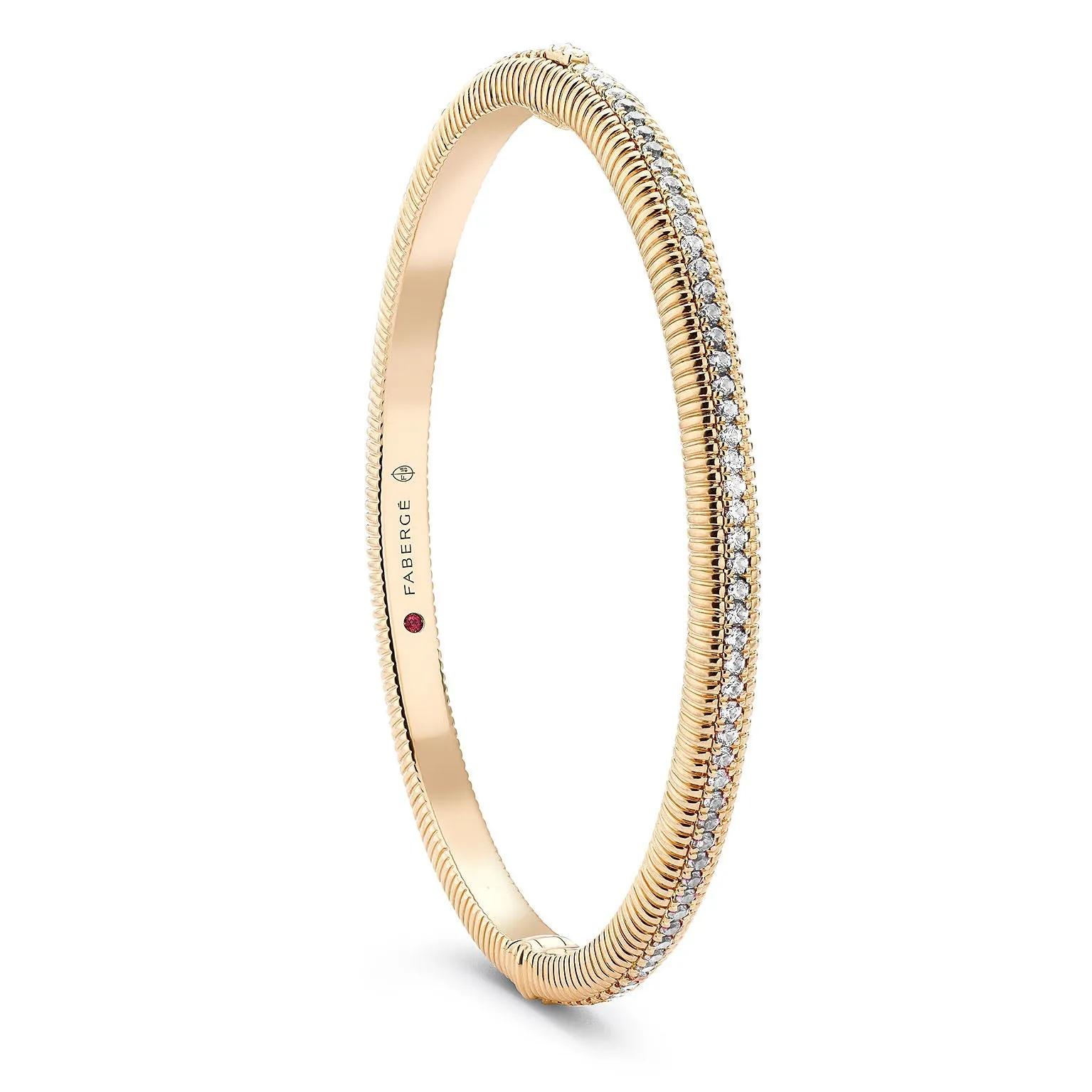 Faberge Colours of Love 18ct Yellow Gold Diamond Hinged Fluted Bracelet
