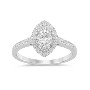 Facets of Love Marquis Shaped Ring with 1/4ct of Diamonds in 18ct White Gold