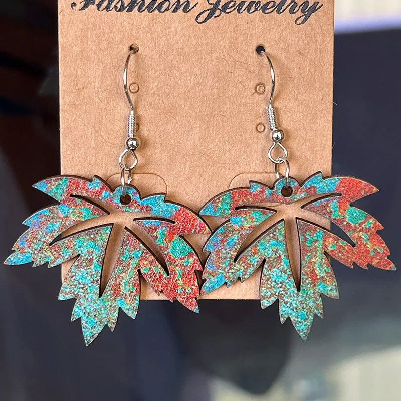 Fall Vibes Wooden Dangle Earrings