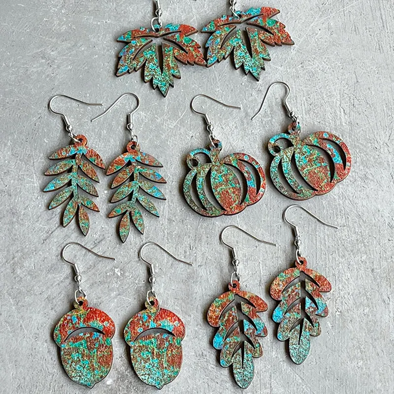 Fall Vibes Wooden Dangle Earrings