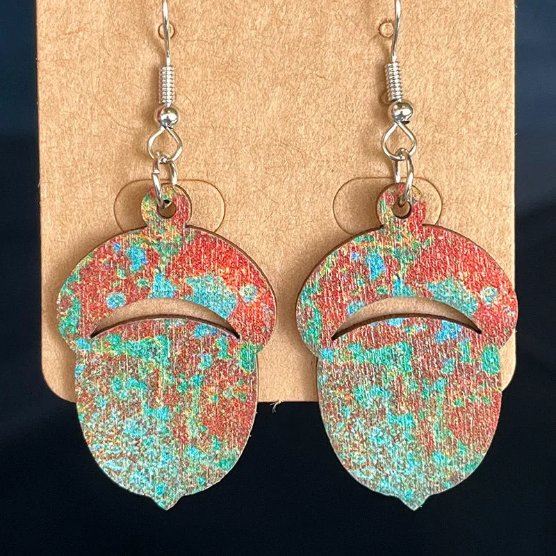 Fall Vibes Wooden Dangle Earrings
