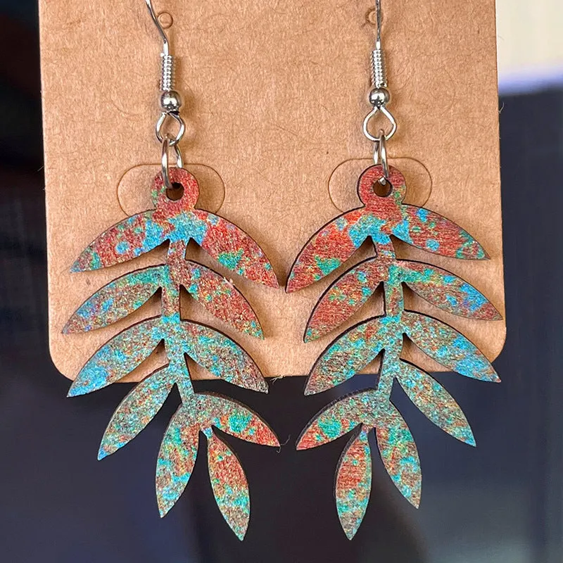 Fall Vibes Wooden Dangle Earrings