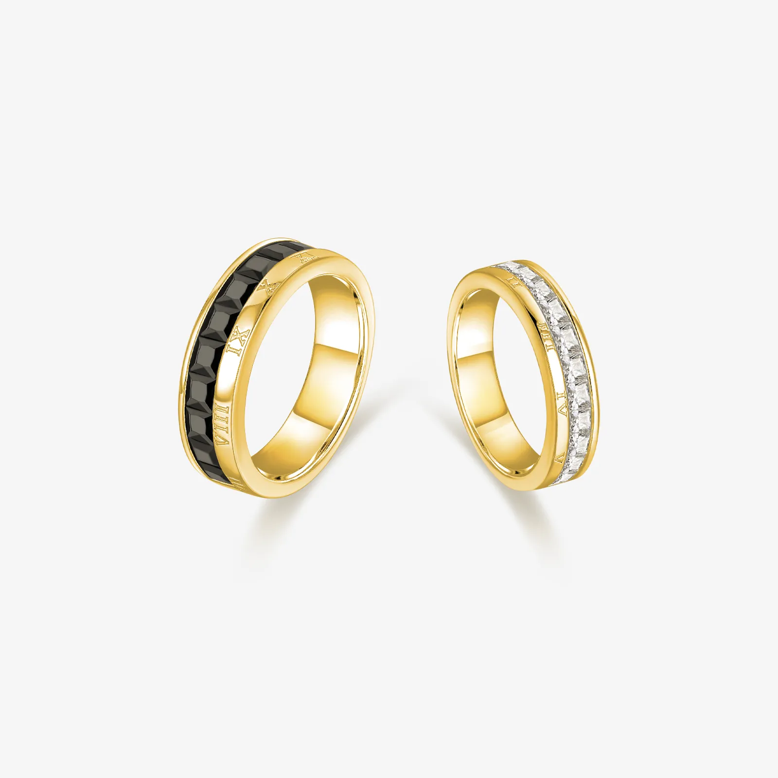 FANCIME "Roman Time" Couples Promise Sterling Silver Rings
