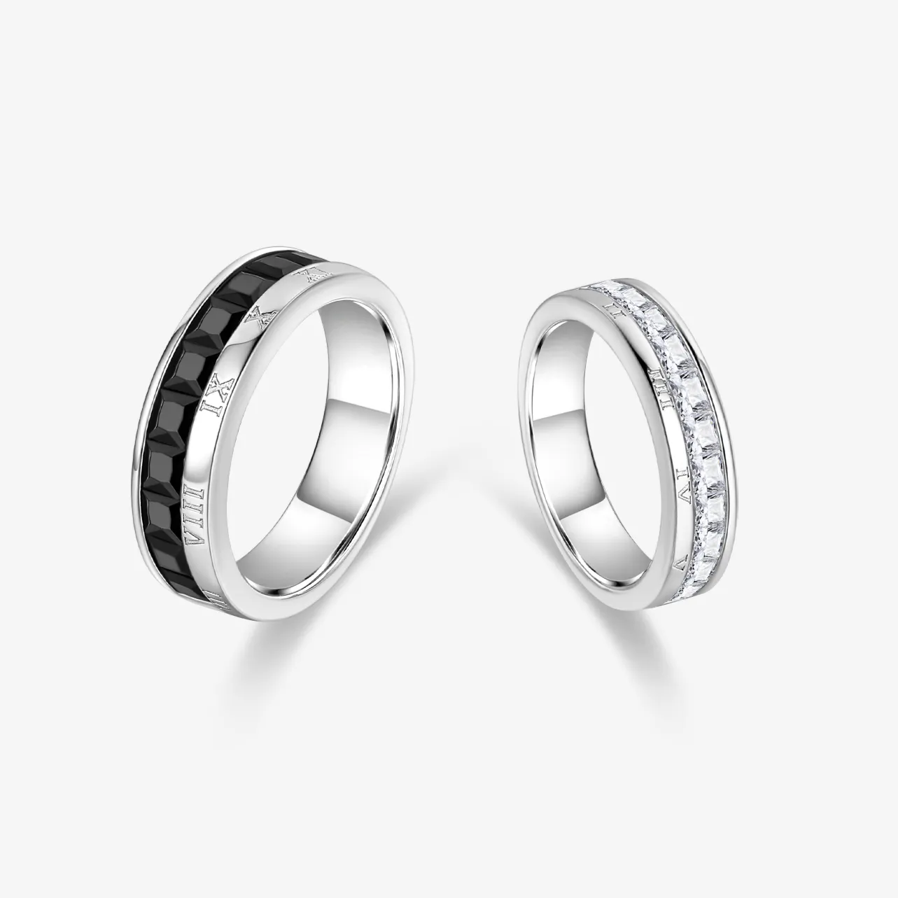 FANCIME "Roman Time" Couples Promise Sterling Silver Rings